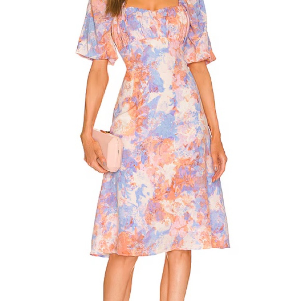 BCBG Revolve Abstract Tie Dye Midi Dress